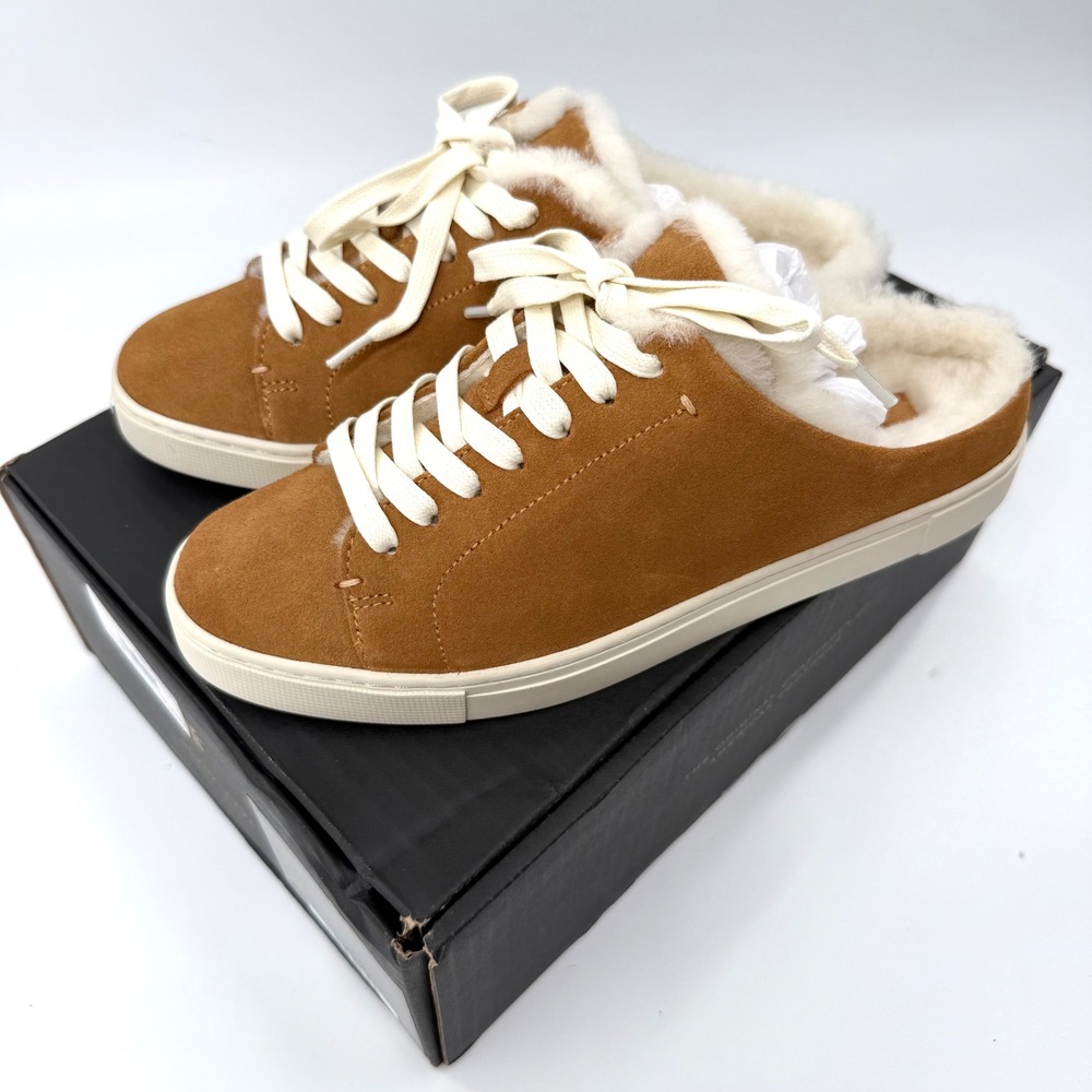 Frye Ivy Shearling Mule Sneaker Womens 7 Brown New Suede Slip On FR40013-BROW